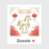 Cute 2026 Year of the Horse Chinese New Year Sticker (Vel)