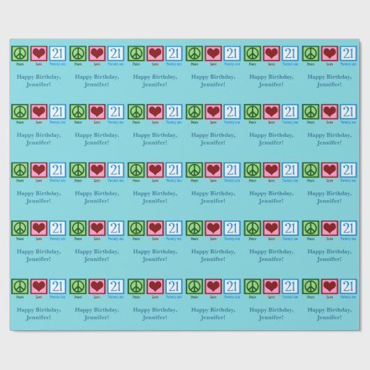 Cute 21st Birthday Cadeaupapier (Vlak)