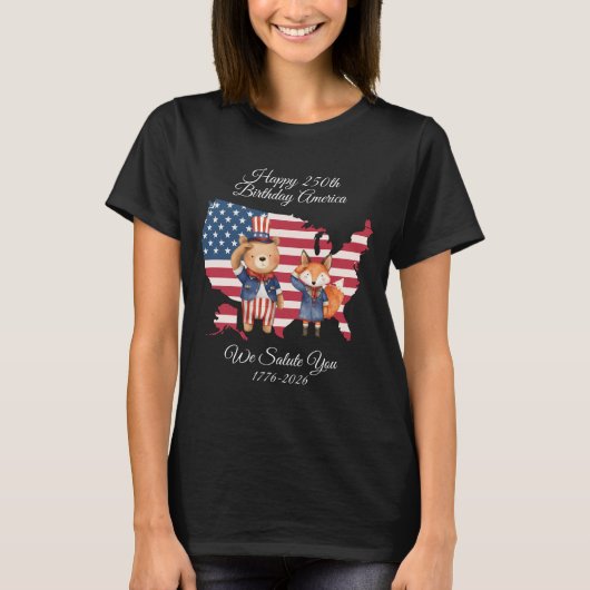 Cute 250e verjaardag Amerika T-shirt (Voorkant)