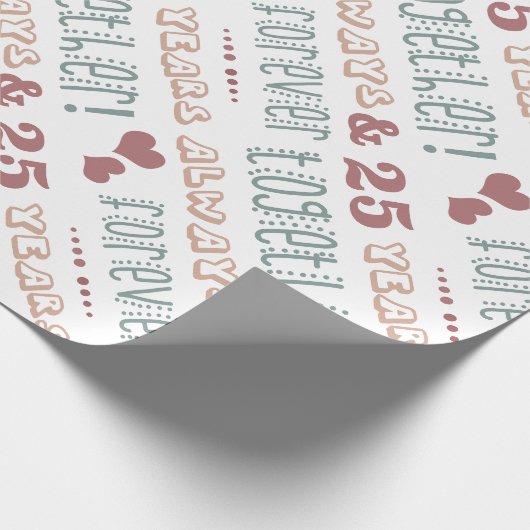 Cute 25th Wedding Jubileum Cadeaupapier (Hoek)