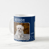 Cute 2 Dogs Photo Names Star Pattern Blue Koffiemok (Voorkant links)
