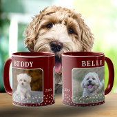 Cute 2 Dogs Photo Names Star Pattern Red Mok