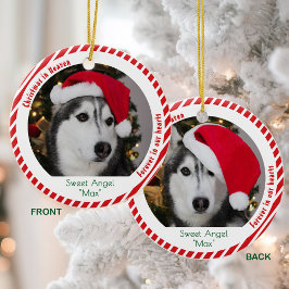 Cute 2 Foto Aandenken Huisdier Herdenking Kerstmis Keramisch Ornament