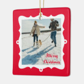 Cute 2 Fotolijst Kerstmis Keramisch Ornament (Links)