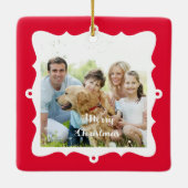 Cute 2 Fotolijst Kerstmis Keramisch Ornament (Achterkant)