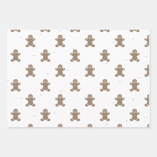 Cute 2 Names, Gingerbread Man Pattern 3 Sheets Inpakpapier Vel (Voorkant 3)
