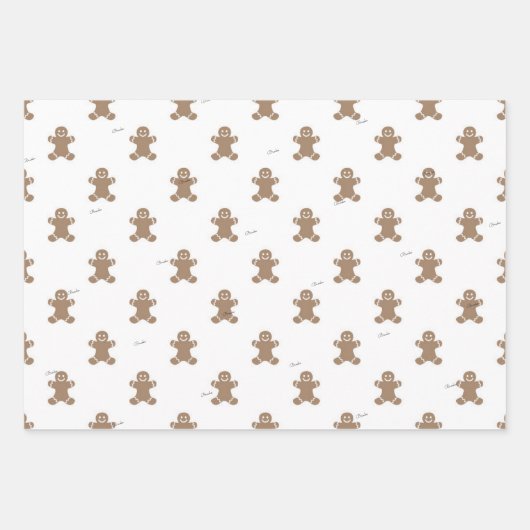 Cute 2 Names, Gingerbread Man Pattern 3 Sheets Inpakpapier Vel (Voorkant)