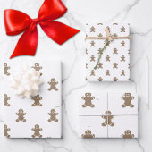 Cute 2 Names, Gingerbread Man Pattern 3 Sheets Inpakpapier Vel