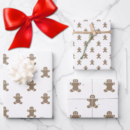 Cute 2 Names, Gingerbread Man Pattern 3 Sheets Inpakpapier Vel