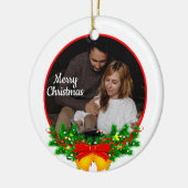 Cute 2 Photo Frame Christmas Ceramic Ornament (Links)