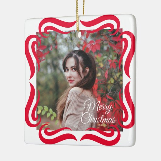 Cute 2 Photo Frame Christmas Ceramic Ornament (Links)