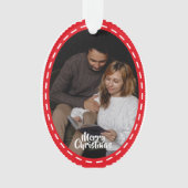 Cute 2 Photo Frame Christmas Ceramic Ornament (voorkant)
