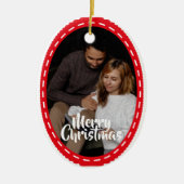 Cute 2 Photo Frame Christmas Ceramic Ornament (Voorkant)