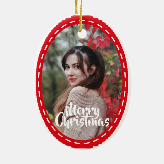 Cute 2 Photo Frame Christmas Ceramic Ornament (Achterkant)