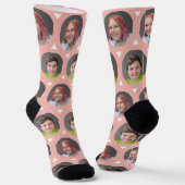 Cute 2 Photo Roos Gold Child Pet Family Afbeelding Sokken (Gebogen)