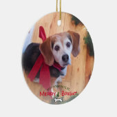 Cute 2 Sided Dog Photo Merry en Bright Keramisch Ornament (Rechts)