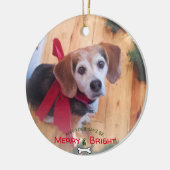 Cute 2 Sided Dog Photo Merry en Bright Keramisch Ornament (Links)