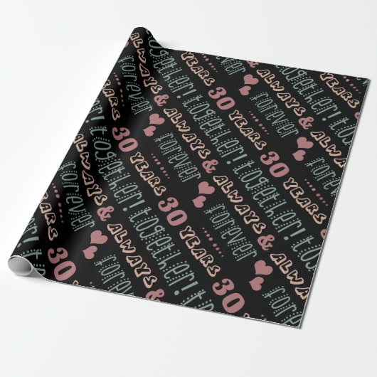 Cute 30th Wedding Jubileum Cadeaupapier (Uitgerold)