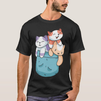 Cute 3 Cats in a Pocket  Cat   Kids Boys Girls T-shirt