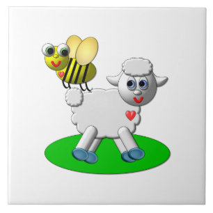 Cute 3-D look Bee and Lamb Tegeltje