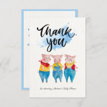 Cute 3 Little Pigs Baby shower Hartelijk dank