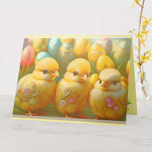 Cute 3 Paaskip Collectie Kaart (Gele Bloem)