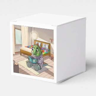 Cute 3D Baby T-Rex Reading in Bed Favor Box Bedankdoosjes