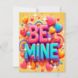 Cute 3D Be mine Valentines day Feestdagenkaart