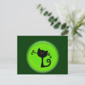 Cute 3D Black Cartoon Cat Briefkaart (Staand voorkant)