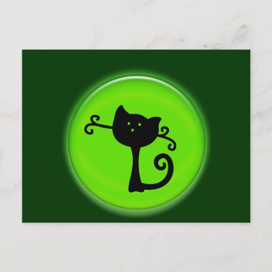 Cute 3D Black Cartoon Cat Briefkaart (Voorkant)