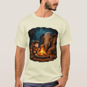 “Cute 3D Boy & Elephant Campfire Sticker in Dark J T-shirt (Voorkant)