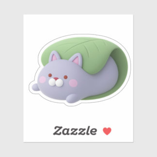 Cute 3D Cat Kashiwamochi Japanese Rice Cake Sticke Sticker