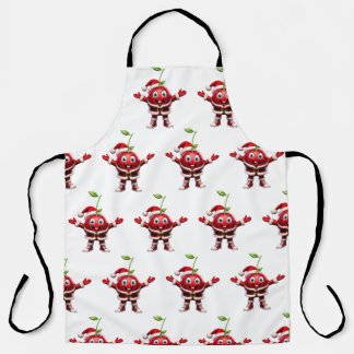 Cute 3D Christmas Cherry Fruit Pattern Apron Schort