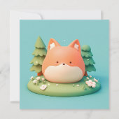 Cute 3D Clay Red Fox in Forest Meadow Postcard (Voorkant)