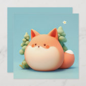Cute 3D Clay Red Fox in Forest Scene Postcard (Voorkant / Achterkant)