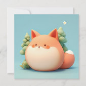 Cute 3D Clay Red Fox in Forest Scene Postcard (Voorkant)