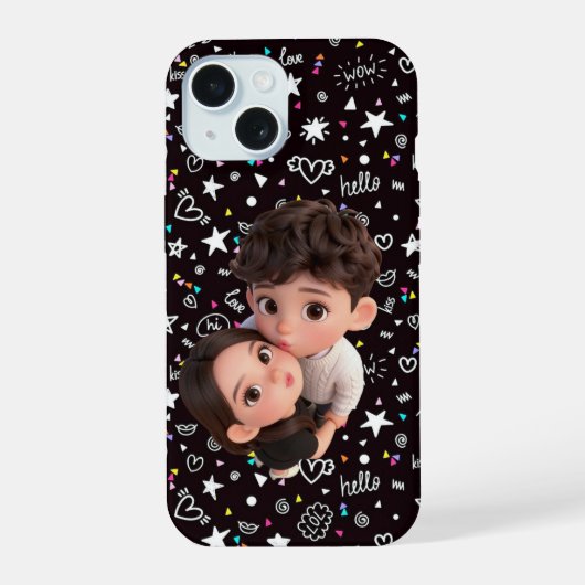 Cute 3D Koppel Hoesje iPhone 15 Case (Achterkant)