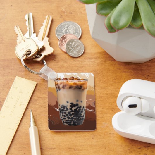 Cute 3D Milk Tea Design – Boba Lover Aesthetic Sleutelhanger (Bureau)