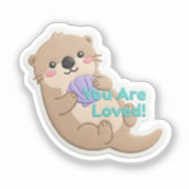 Cute 3D Otter "You Are Loved" Digital Sticker (Voorkant)