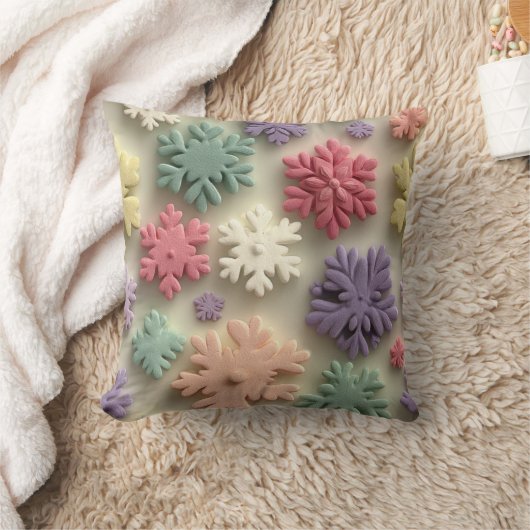Cute 3D Pastel Snowflake Floral Throw Pillow Kussen (Deken)