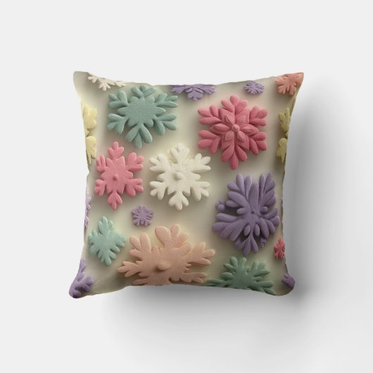 Cute 3D Pastel Snowflake Floral Throw Pillow Kussen (Achterkant)
