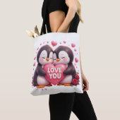 Cute 3D Penguin Love Tote Bag (Dichtbij)