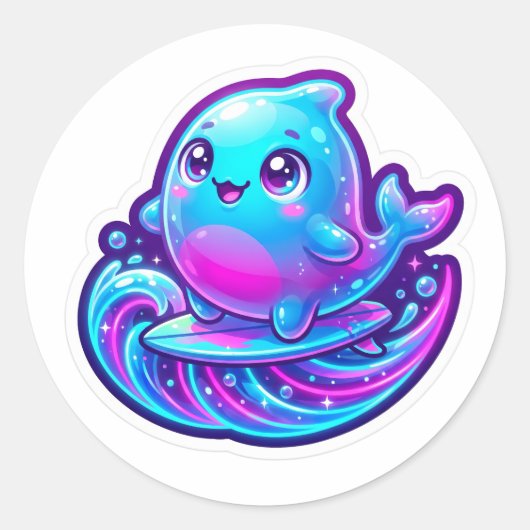 Cute 3D Sherro Aniimo Surfing Sticker (Voorkant)