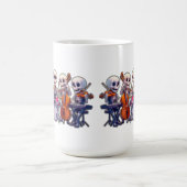 Cute 3D Skeleton Music Band – Adorable Cartoon Con Koffiemok (Center)