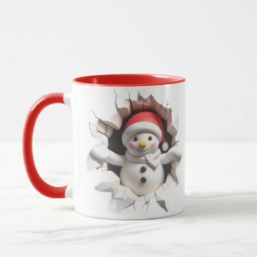 Cute 3D Sneeuwman Mok (Links)