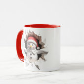 Cute 3D Sneeuwman Mok (Voorkant links)