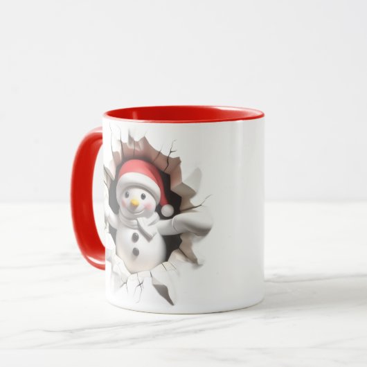 Cute 3D Snowman Mug Mok (Voorkant links)