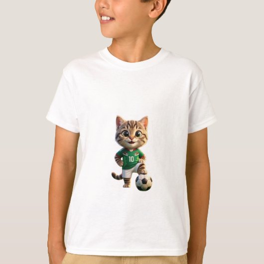 Cute 3D Tabby Cat Soccer Player Number 10 T-shirt (Voorkant)