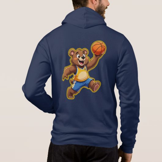 Cute 3D Teddy Bear Playing Basketball – Adorable S Hoodie (Achterkant)