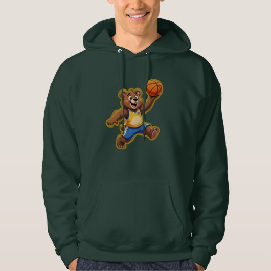 Cute 3D Teddy Bear Playing Basketball – Adorable S Hoodie (Voorkant)